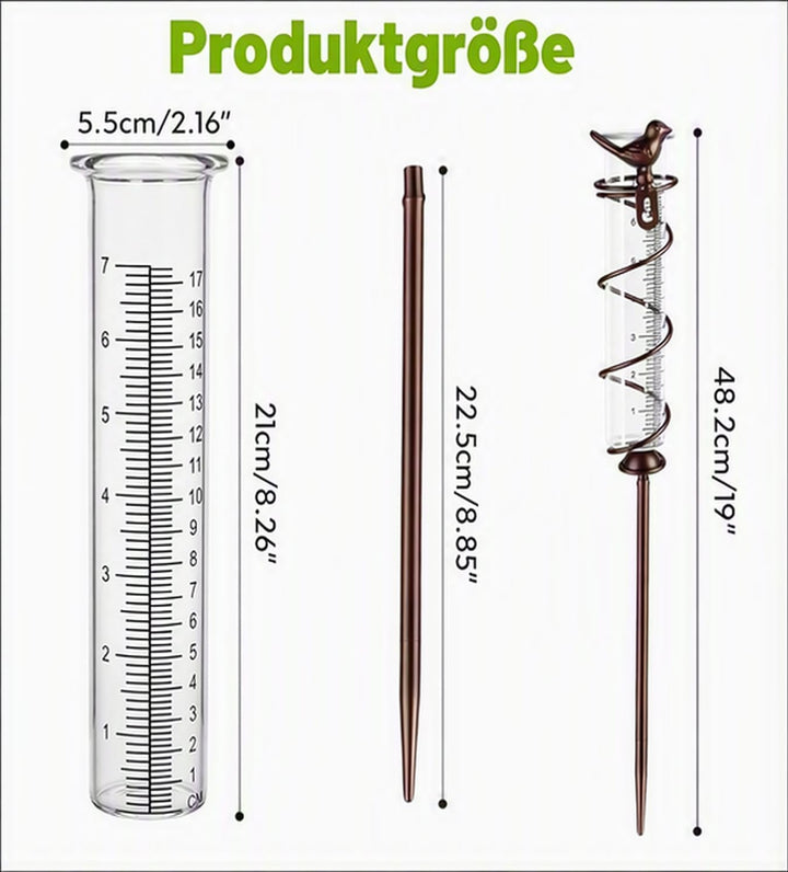 Regenmesser, Regenmesser Frostsicher, Niederschlagsmesser mit Erdspiess Metall, Outdoor Regenmesser