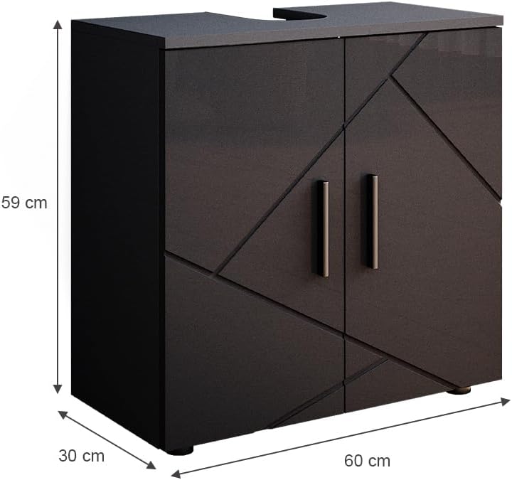 Vicco Waschbeckenunterschrank Anthrazit Hochglanz Irma 60x59x30 cm - Unterschrank für das Badezimmer