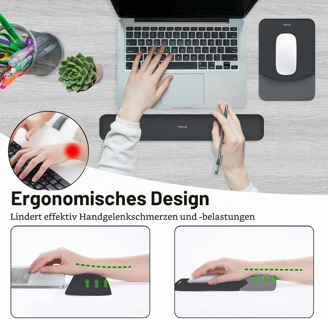 MOSISO Handballenauflage für Mauspad &amp; Tastatur Set – Rechteckig Ergonomisches Mauspad &amp; Handauflage