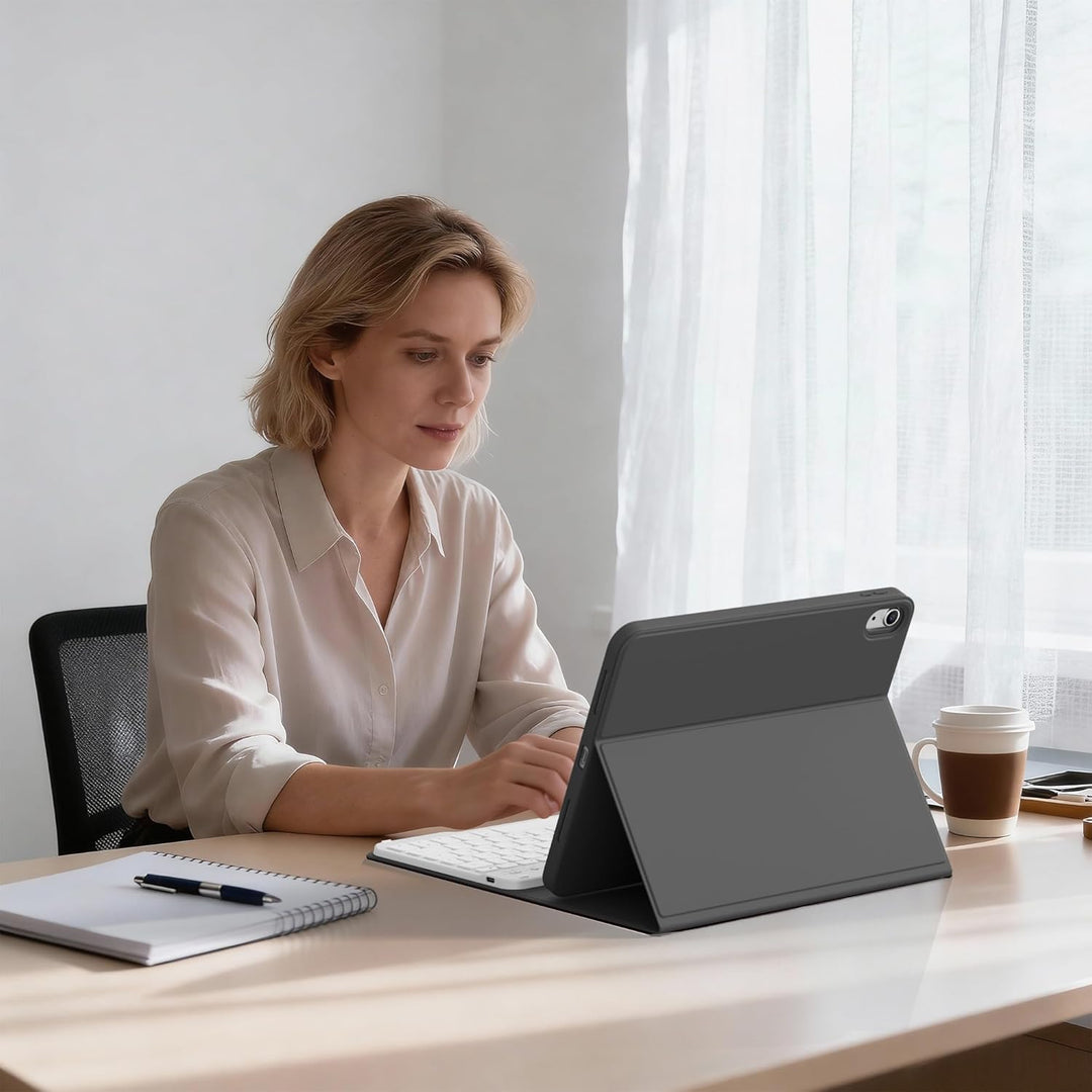 Hülle mit Tastatur für iPad A16 11. Generation 2025, für iPad 10. Generation 2022 10,9 Zoll, Bluetoo