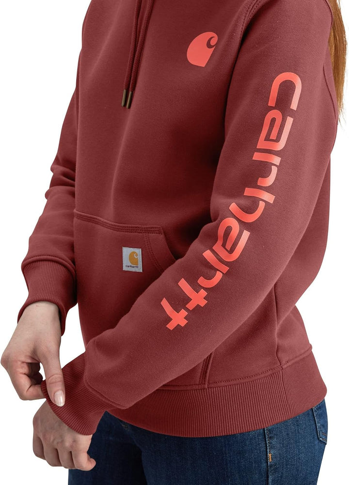 Carhartt Bekleidung Clarksburg Sleeve Logo Hooded Sweatshirt L Barnwood, L Barnwood