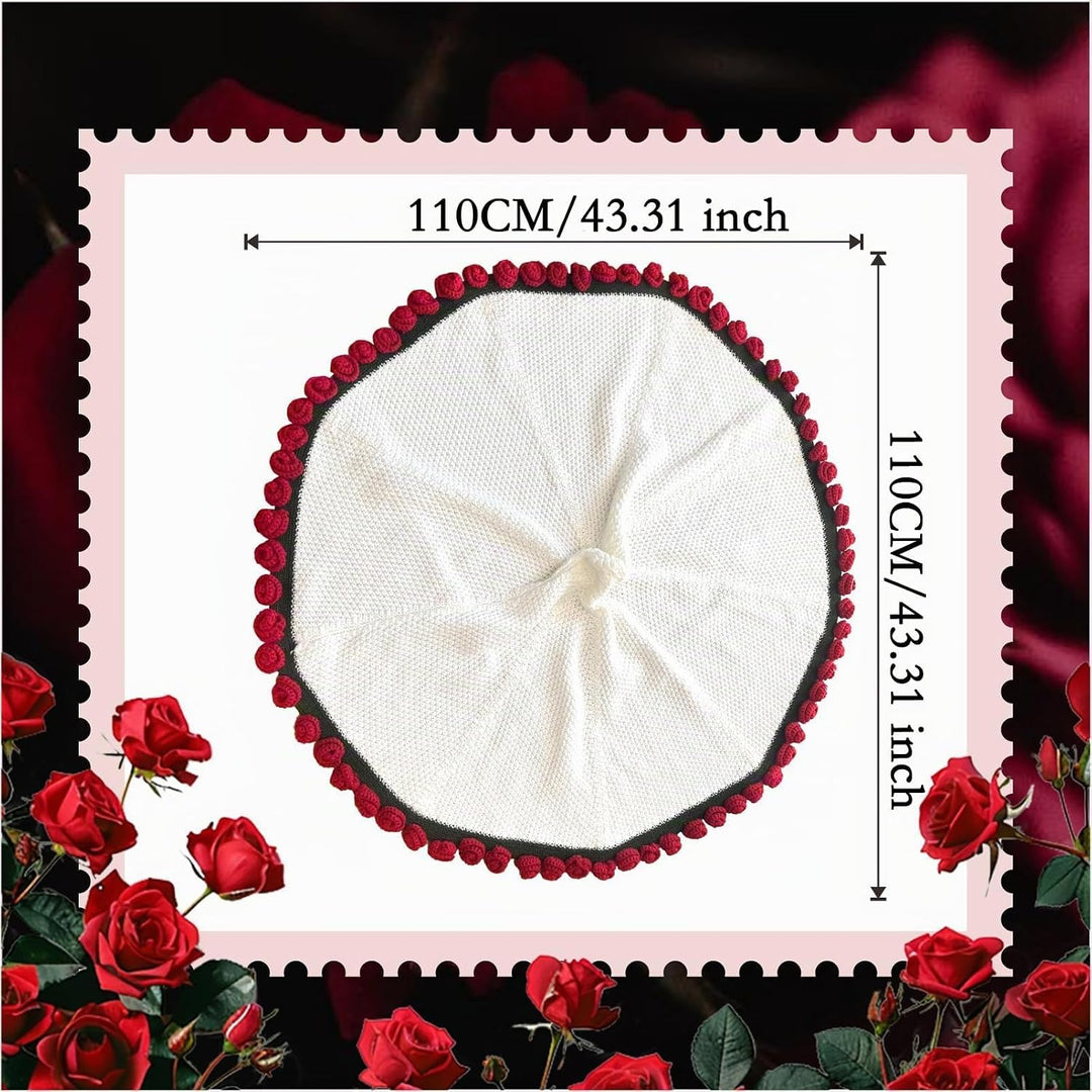 iyoimono Blumenstrauss Decke Fertige Rose Straussdecke Handgestrickte Häkeldecke Überwurfdecke Blume
