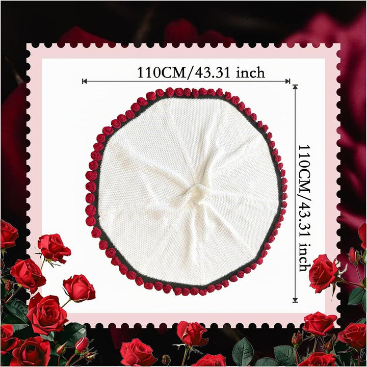iyoimono Blumenstrauss Decke Fertige Rose Straussdecke Handgestrickte Häkeldecke Überwurfdecke Blume