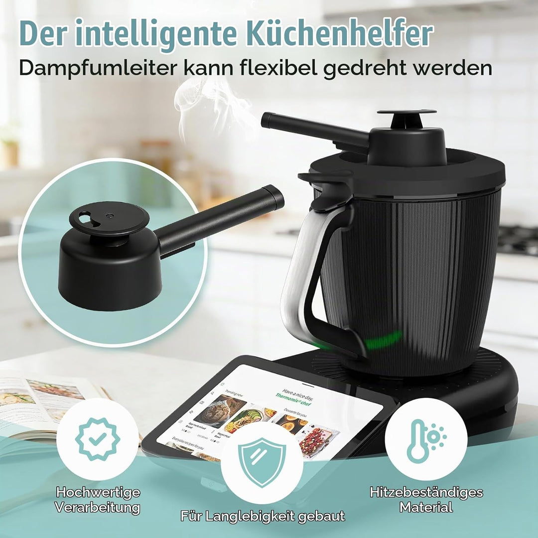 Dampfumleiter kompatibel mit Thermomix TM7, Zubehör mit Sicherheitsgriff, Dampfumlenk Aufsatz zur Sc