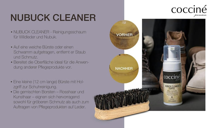 Cocciné - Schuhpflege-Set I Wildleder- & Nubuk-Reinigungsset | Schuhpflege | Schuhreinigung | sauber