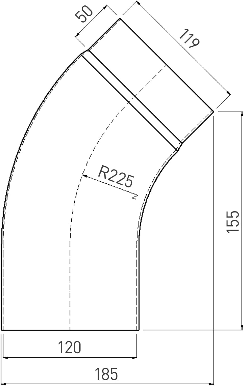 raik ESH027-120-w Rauchrohrbogen/Ofenrohrbogen Emaille 120mm - 45° Bogen glatt Weiss, Weiss