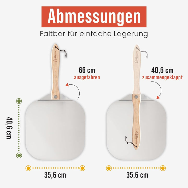 Chef Pomodoro - Pizzaschieber - 35,6 x 40,6 cm - Faltbarer Griff - Perforierte Aluminium Pizzaschauf