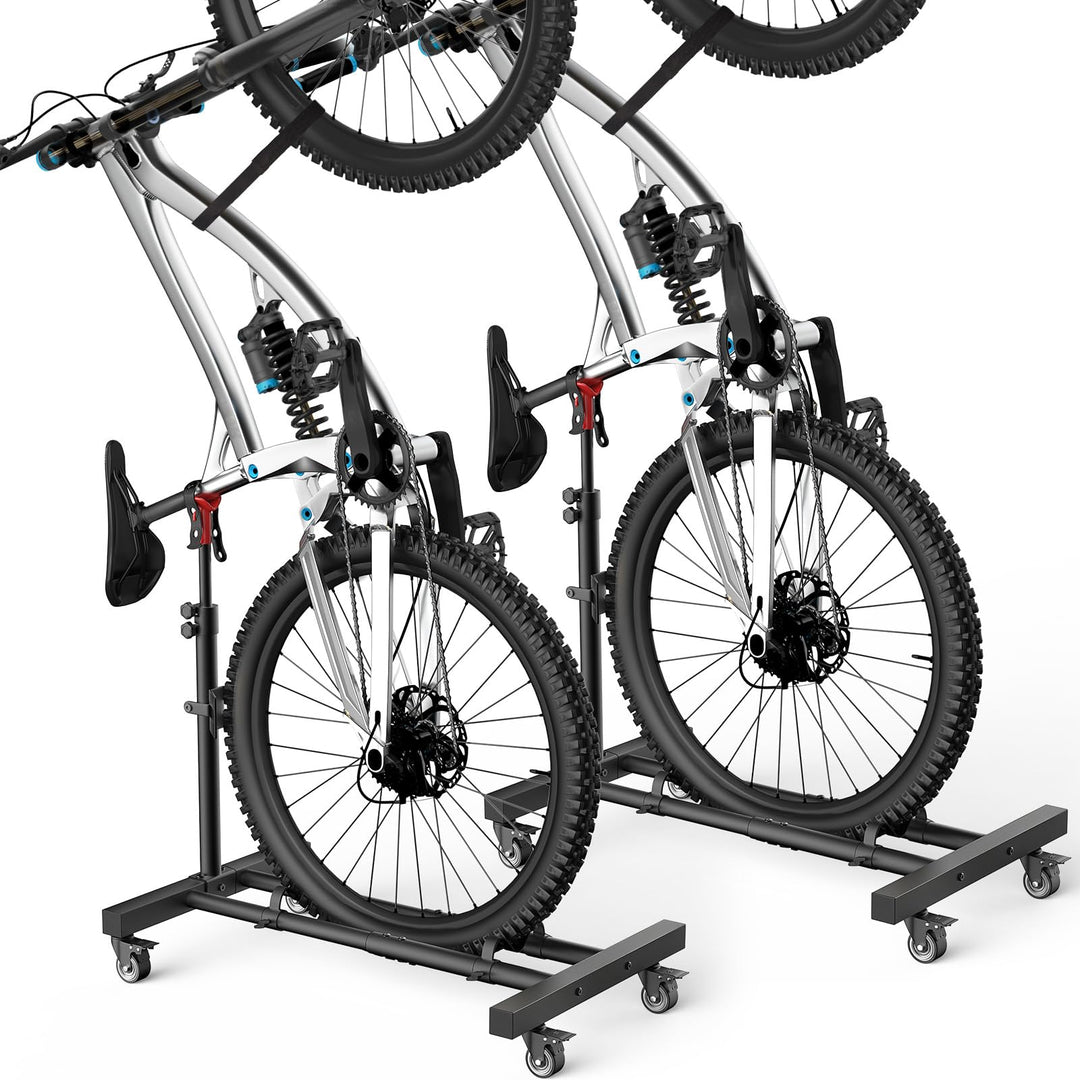 Housolution Vertikaler Fahrradständer mit 360°-Rädern bis 29 Zoll, [2 Stück], höhenverstellbar, bohr