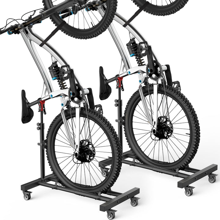 Housolution Vertikaler Fahrradständer mit 360°-Rädern bis 29 Zoll, [2 Stück], höhenverstellbar, bohr