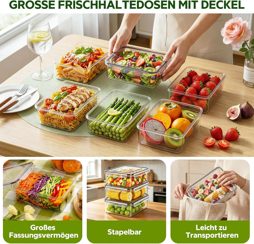Wwtop 6 x 1000ml Frischhaltedosen mit Deckel Vorratsdosen Set, Meal Prep Boxen, Auslaufsicher Gefrie