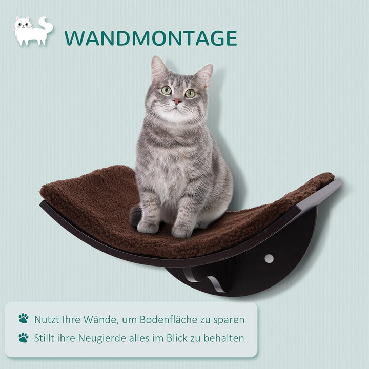 PwaHut Kletterwand Katzen Katzen Kletterwand Katzenregal, Wandmontage Plüschauflage, Wand Katzenmöbe