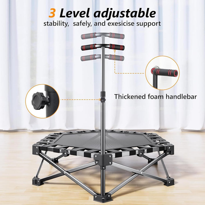 42" Faltbares Rebounder-Trampolin mit verstellbarem Griff, Fitness-Trampolin, Bungee-Rebounder, Jump