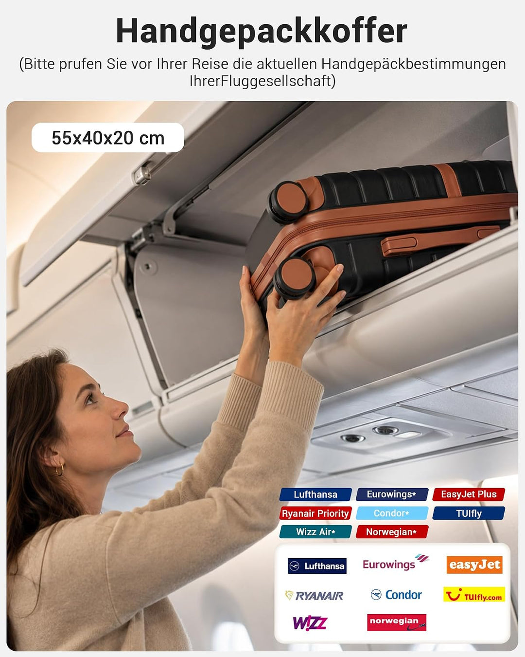 KONO Koffer Reisekoffer Trolley Kofferset 3 Teilig von ABS+PC Hartschalenkoffer mit Zwillingsrollen