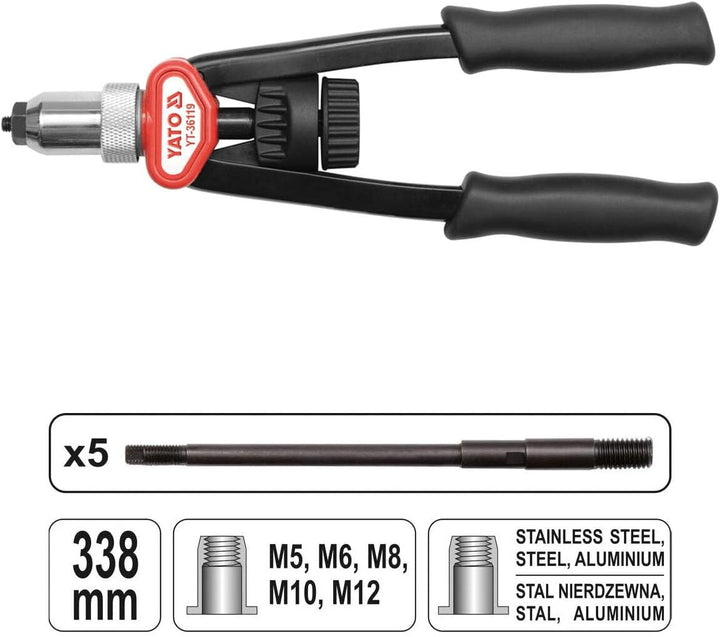 Yato YT-36119 Hand-Werkzeug für Muttern M5 / M6 / M8 / M10 / M12