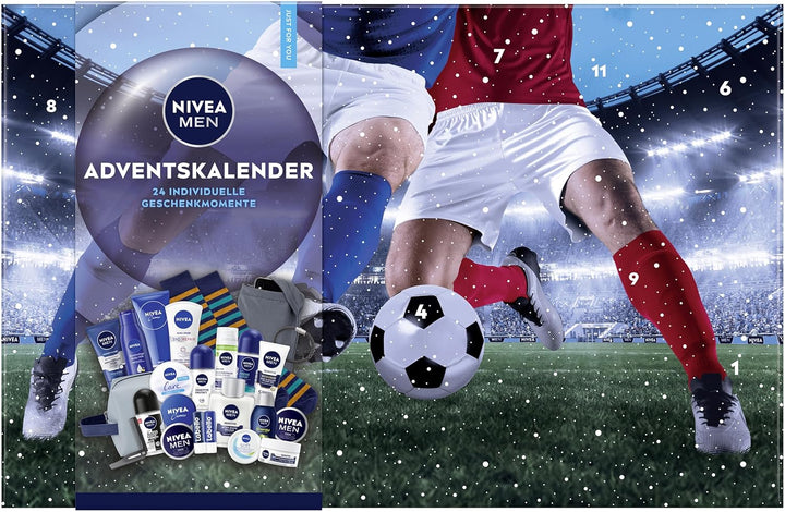 NIVEA MEN Adventskalender 2025-24 Türchen mit verwöhnenden Überraschungen, Weihnachtskalender mit Pf