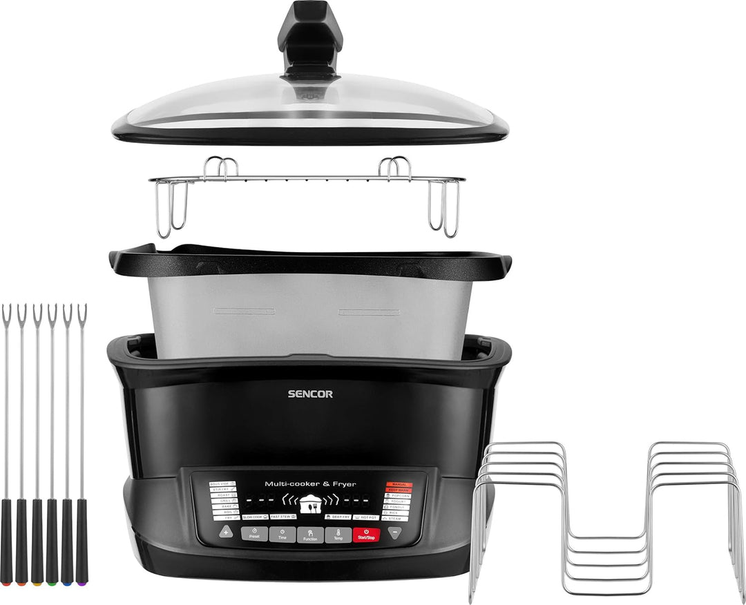 SENCOR MULTIFUNKTIONALE FRITTEUSE/18 Funktionen/Kapazität von 4,8 Litern/Griff mit cooler Touch-Tech
