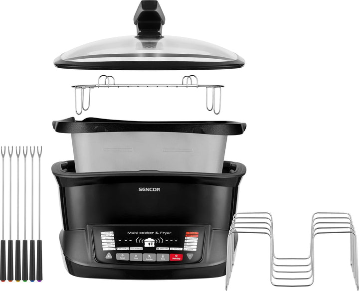 SENCOR MULTIFUNKTIONALE FRITTEUSE/18 Funktionen/Kapazität von 4,8 Litern/Griff mit cooler Touch-Tech