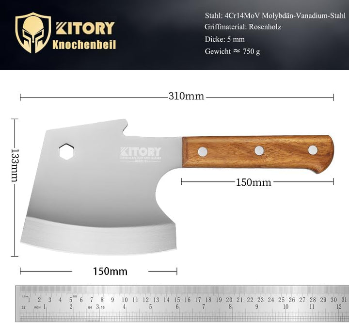 Kitory Hackmesser 15 cm Klinge, Küchenbeil für gefrorenes Fleisch und grosse Knochen, Extrem Scharf