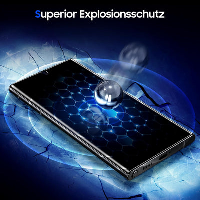 UniqueMe Premium Blickschutz für Samsung Galaxy S23 Ultra Schutzfolie Sichtschutz, Automatische Stau