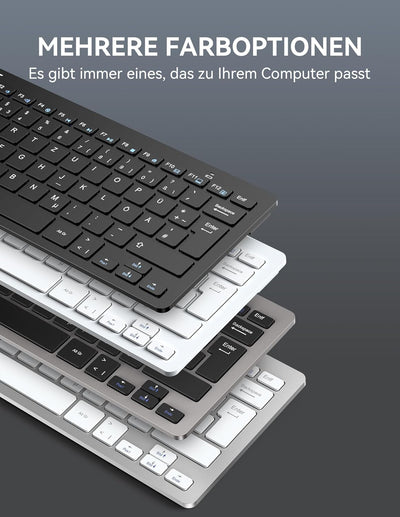 TECKNET Slim Kabellose Tastatur, Deutsches Layout, 78 Tasten Mini Wireless Tastatur mit Nano USB Emp