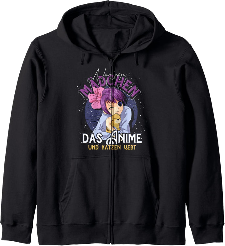 Kawaii Haustier Japanischer Manga Katze Anime Mädchen Kapuzenjacke