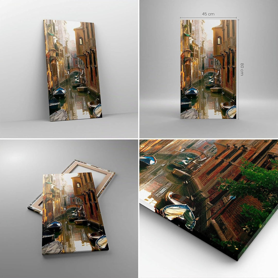Bilder auf Leinwand Venedig Brücke Wasser Haus Leinwandbild mit Rahmen 45x80cm Wandbilder Dekoration