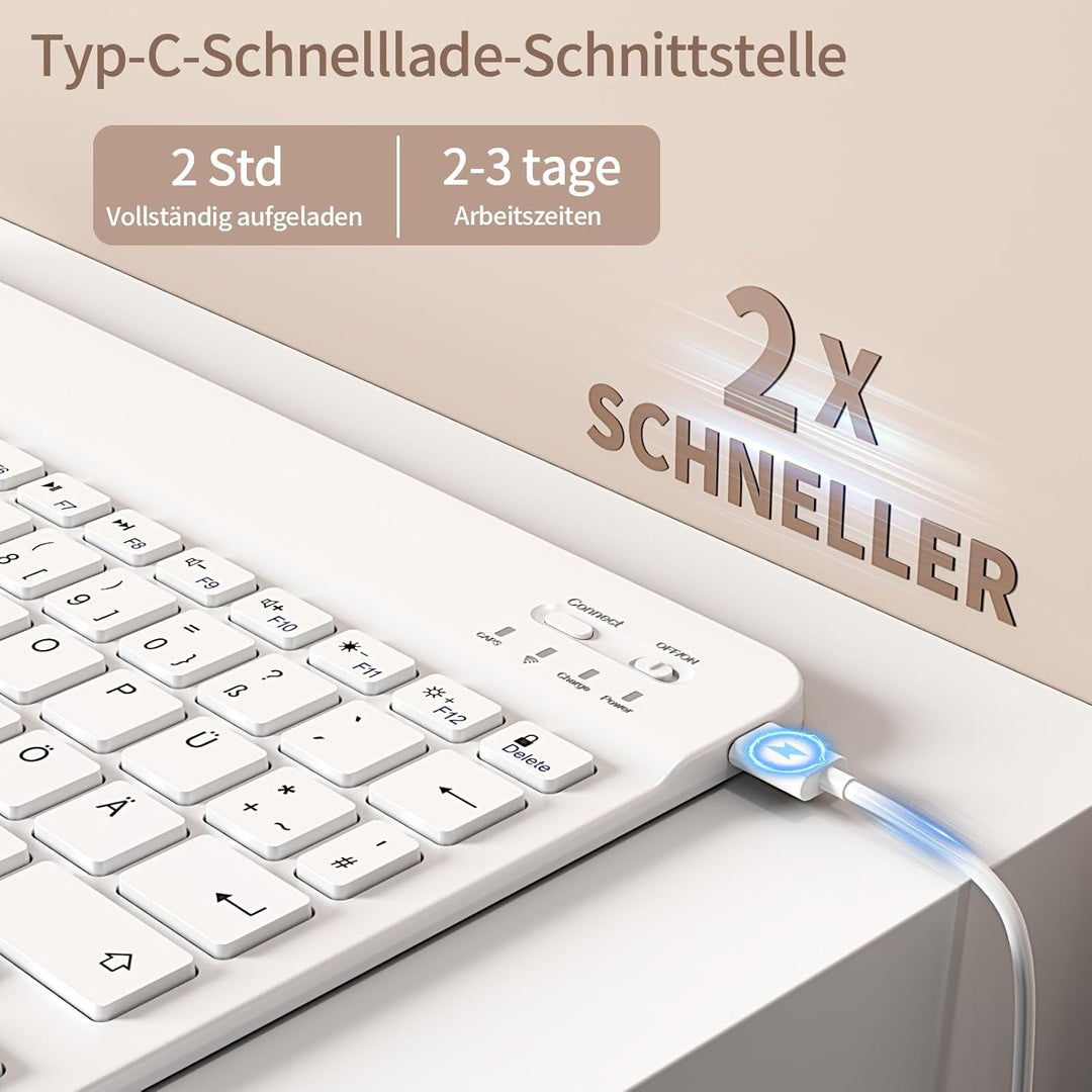Hülle mit Tastatur für iPad 9. / 8. / 7. Generation 10,2 Zoll 2021/2020/2019, Bluetooth Magnetisch Q