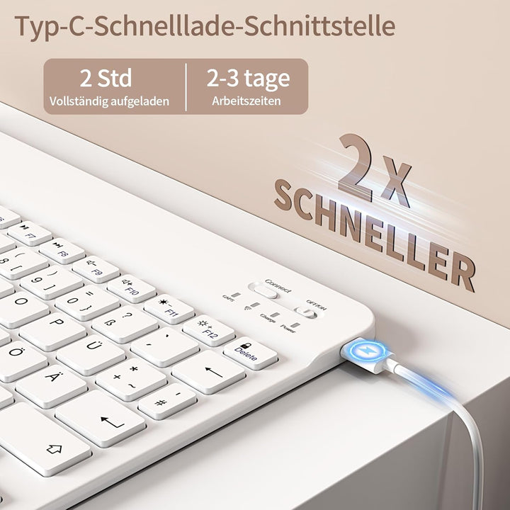 Hülle mit Tastatur für iPad 9. / 8. / 7. Generation 10,2 Zoll 2021/2020/2019, Bluetooth Magnetisch Q