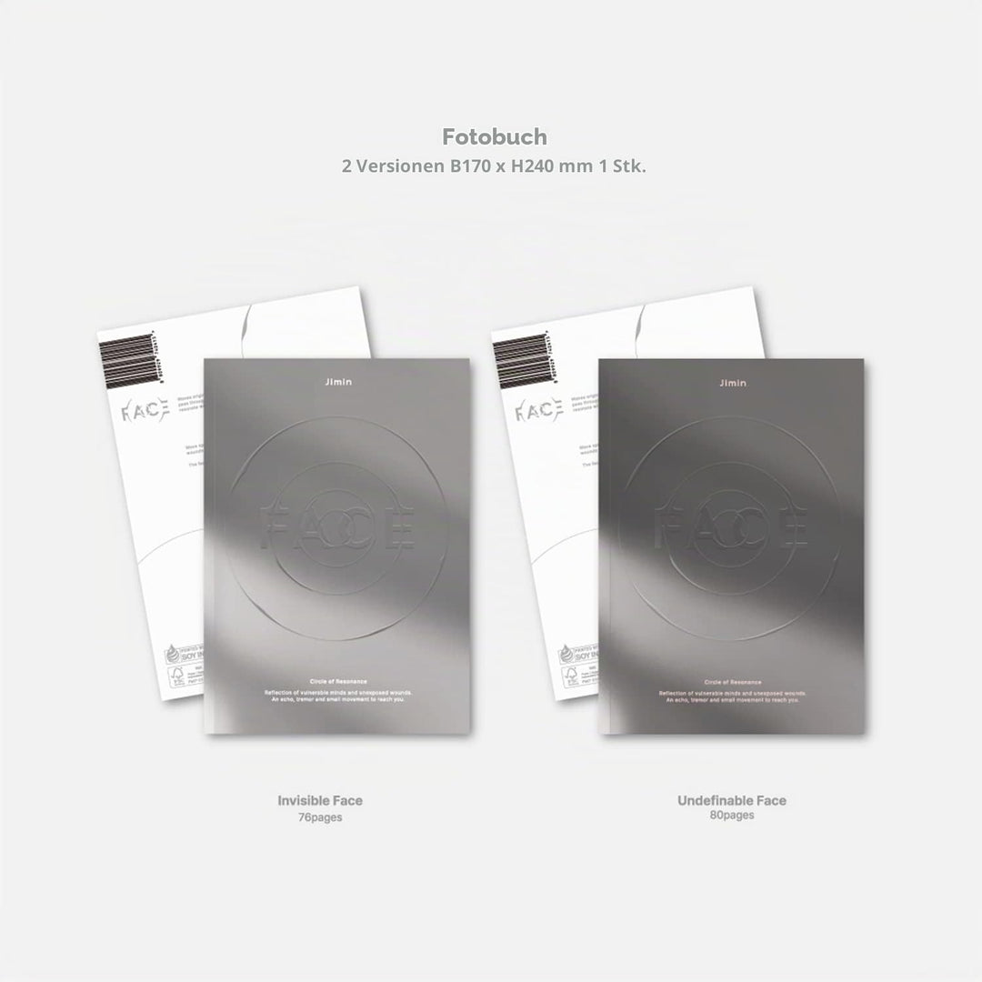 JIMIN OF BTS - [FACE] (Invisible Face Ver.) Photo Book + CD + Photo Card A + Photo Card B + Post Car