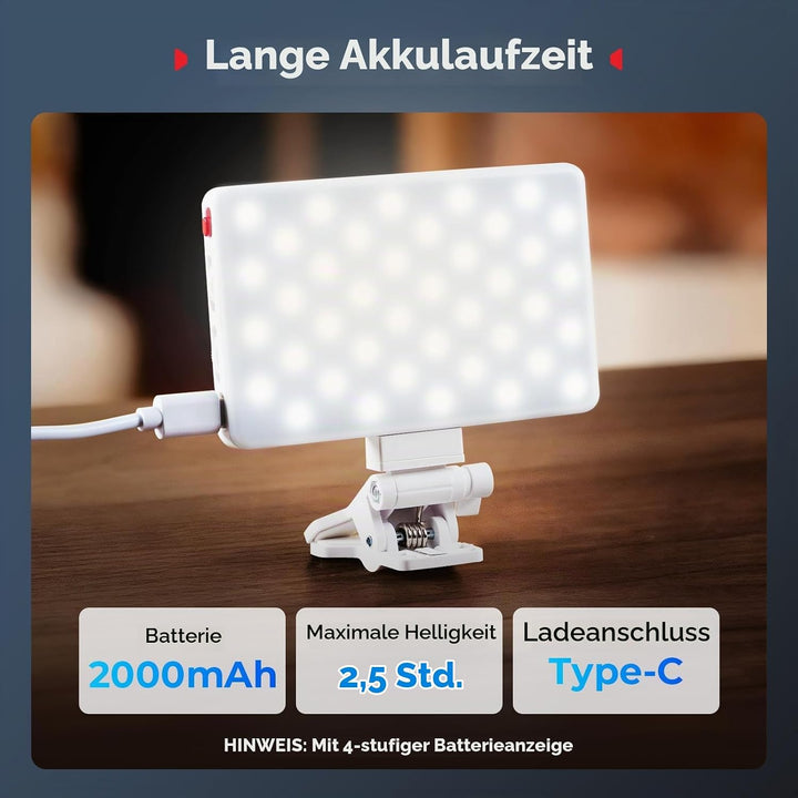 SMALLRIG M3 Magnetisches Selfie-Telefon-LED-Videolicht mit Clip, 120 LEDs 2000mAh Wiederaufladbar, 2