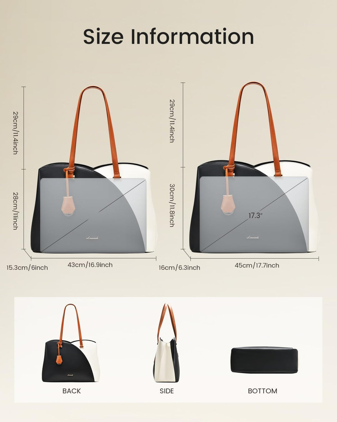 LOVEVOOK Handtasche Damen Gross, 17 Zoll Laptop Shopper Tasche Arbeitstasche Bürotasche, PU Leder Ha