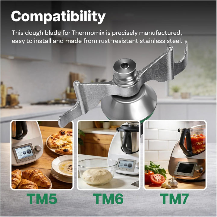 Teigmesser für Thermomix TM7, TM6 & TM5 aus Edelstahl von MMOBIEL – Teigmischmesser Ersatzteil Ideal