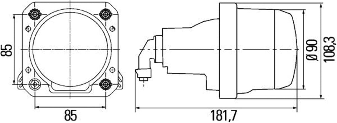 HELLA - DE/Halogen-Hauptscheinwerfer - 90mm Performance - 24V - rund - Referenzzahl: 12.5 - Einbau -