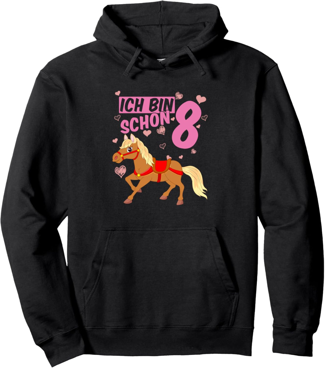 Ich bin schon acht 8 Hannoveraner Horse Mädchen Reiter Pullover Hoodie