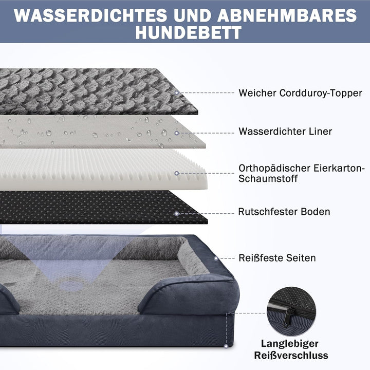 JOEJOY Mittelgross Orthopädisches Hundebett, mittelgrosses waschbares Katzenbett Hundekissen mit Wab