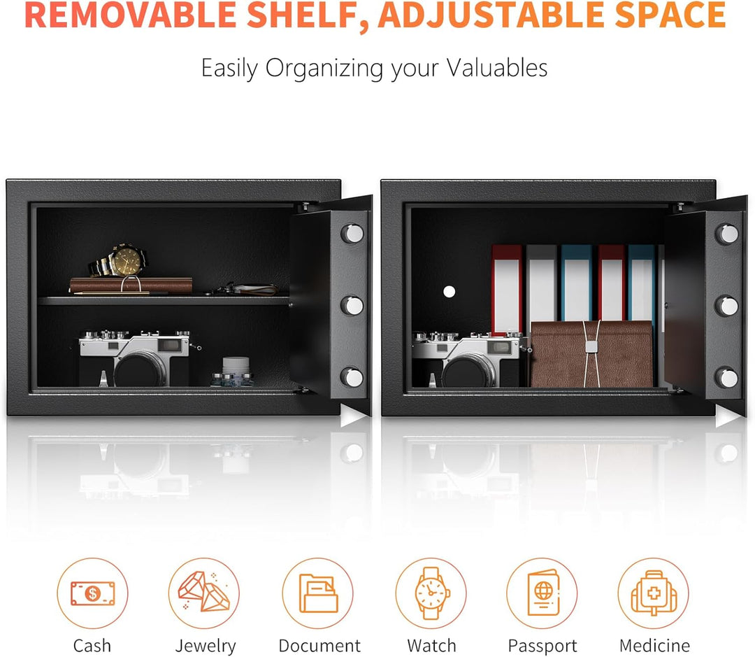 Safe Tresor mit Schlüssel, WASJOYE Möbeltresor mit Schlüssel-Schloss für Zuhause/Büro, 16L Wandtreso