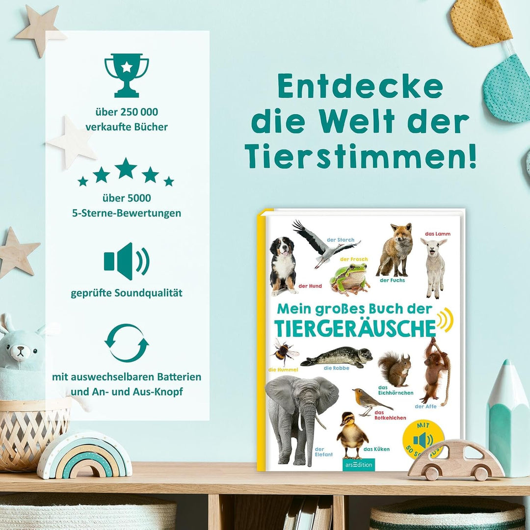 Mein grosses Buch der Tiergeräusche: Mit 50 Sounds | Hochwertiges Soundbuch mit realistischen Sounds