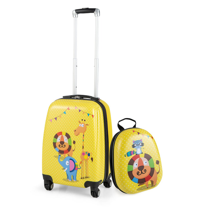 GOPLUS Kinderkoffer mit Rucksack, Kids Trolley, Kindergepäck mit Rollen, Reisekoffer mit Teleskopgri