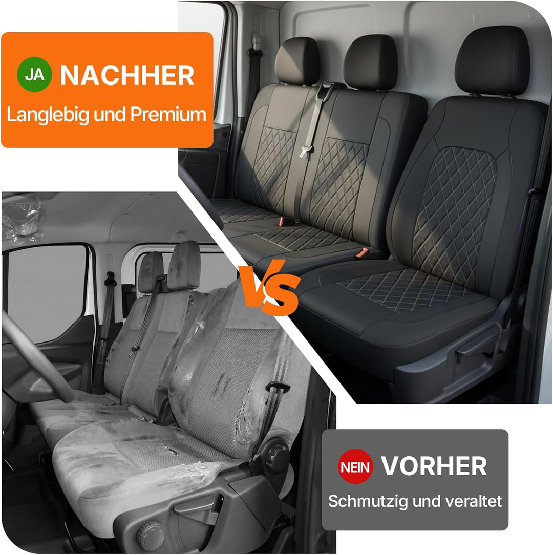 TOYOUN Van-Sitzbezüge, universal, passend für die meisten LKWs, Lieferwagen, LKWs, PU-Leder, Vorders