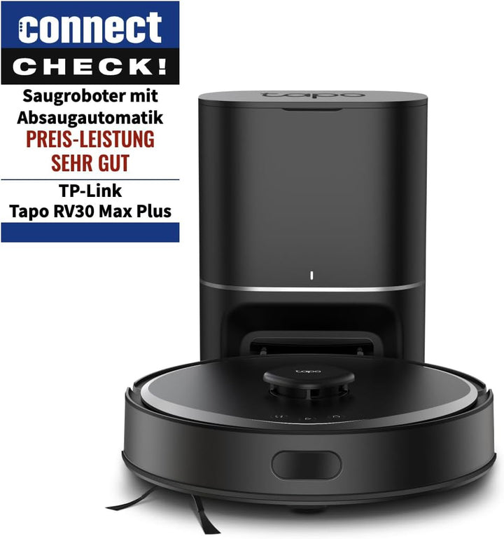 Tapo RV30 Max Plus Saugroboter mit Wischfunktion und automatischer Absaugstation, 5300Pa Ultra Stark