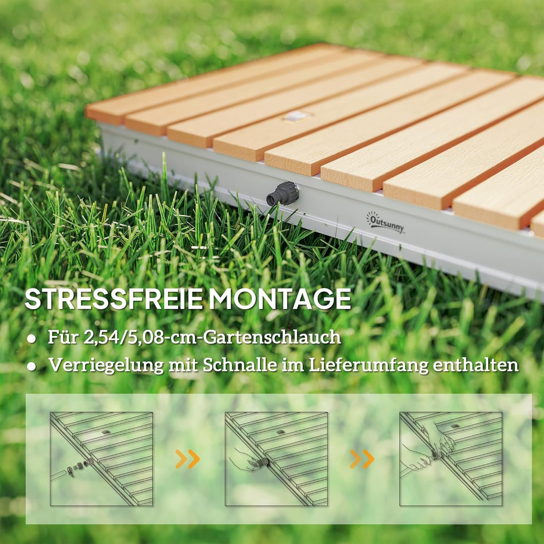 Outsunny Bodendusche Gartendusche mit einstellbar Fussrad Aluminium Aussendusche bis 4 m Fontänenhöh