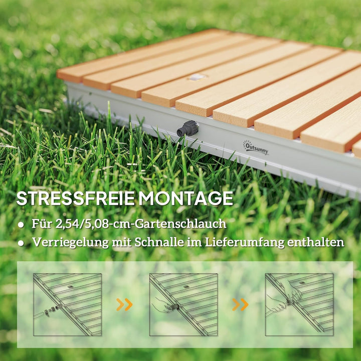 Outsunny Bodendusche Gartendusche mit einstellbar Fussrad Aluminium Aussendusche bis 4 m Fontänenhöh