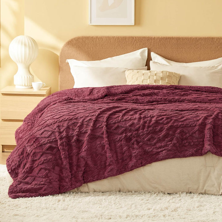 BEDSURE Kuscheldecke rot 220x240 Decke Sofa - Weihnachtsdecke Wohndecke Strickdecke Grosse, Sofadeck