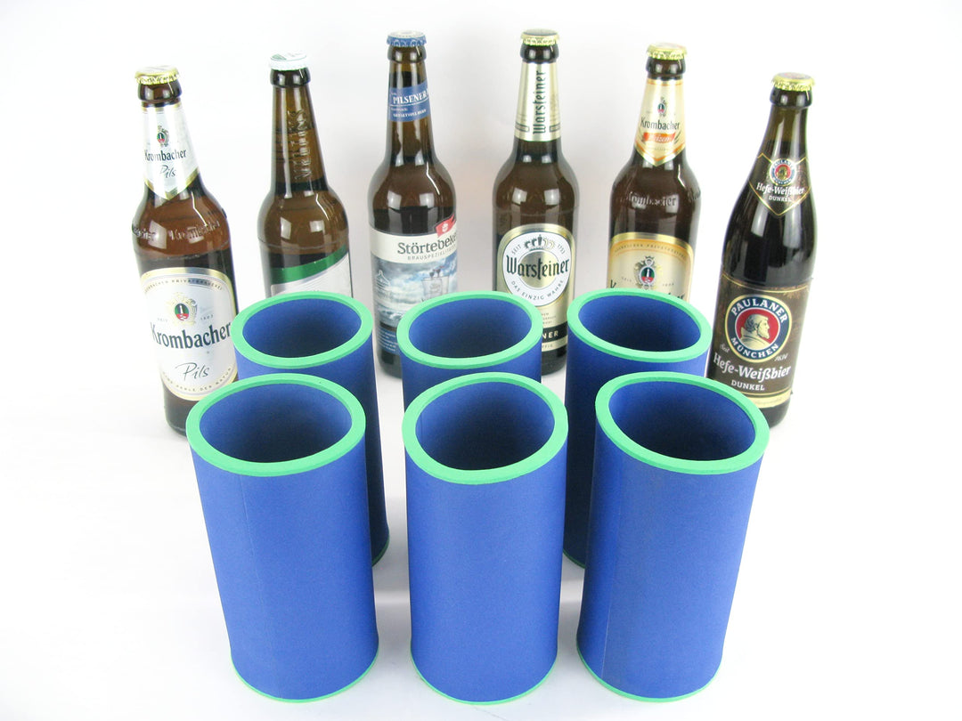 6er Set Blaue Getränkekühler 0,5l Flasche - Bierkühler - Neoprenkühler - passgenau ~Flaschenkühler~