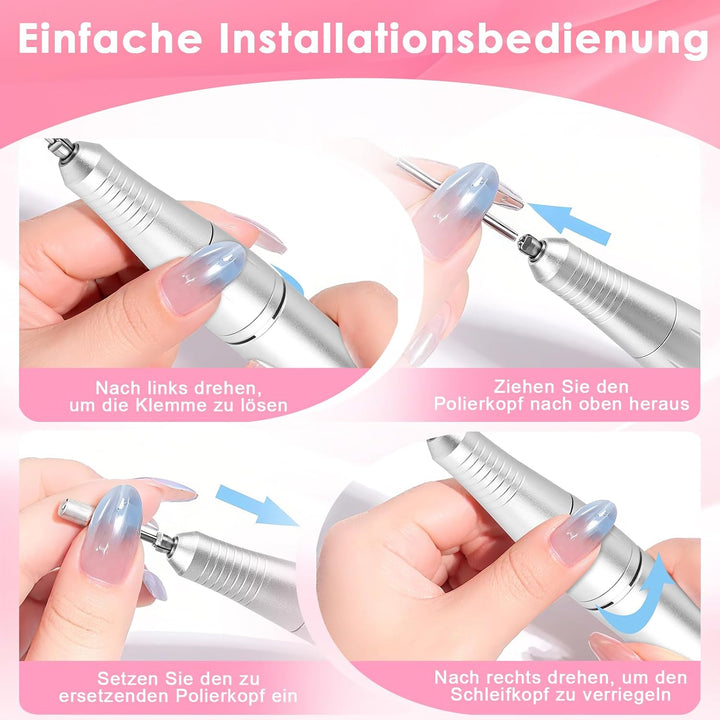 Nagelfräser Elektrisch für Gelnägel 45000 U/Min Maniküre Pediküre Set Elektrische Nagelfräser Profes