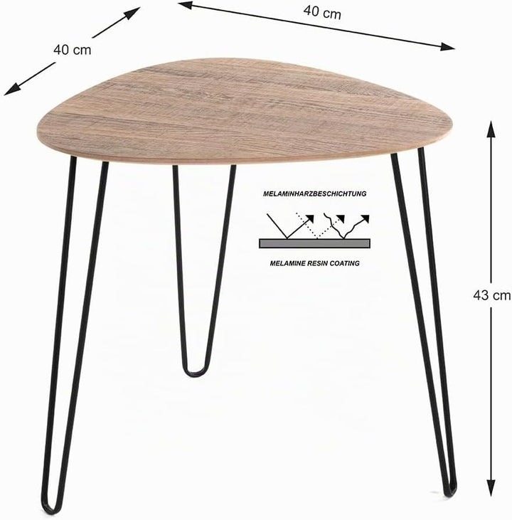 HAKU Möbel Beistelltisch, MDF, schwarz-eiche, B 40 x T 40 x H 43 cm