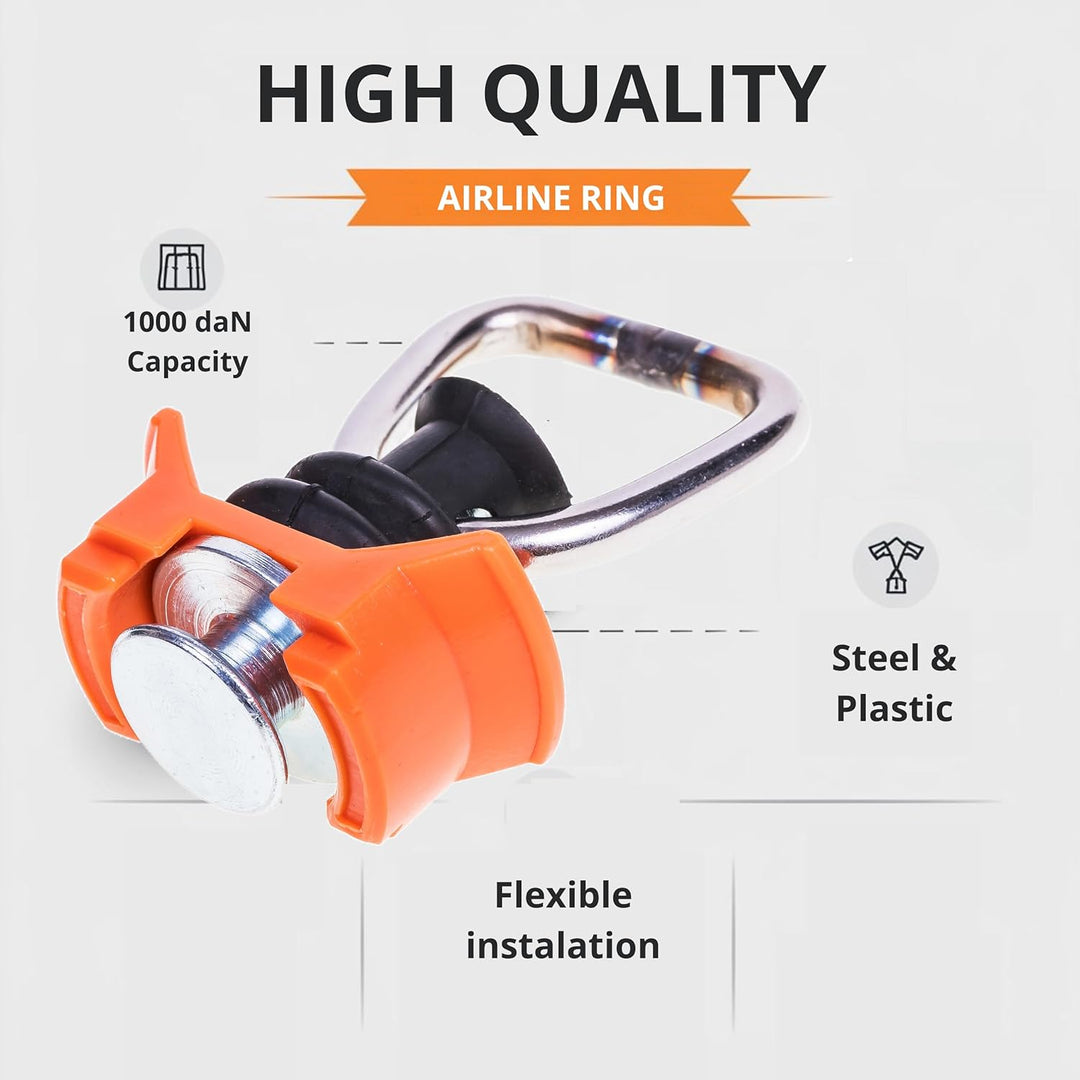 4 oder 10 Stück Airline Fitting (Silber/Orange) - Airlineschiene Zurröse mit Ring 1000 kg Tragfähigk