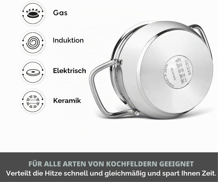 Karaca Emirgan 8-Tlg, Kochgeschirr Set aus Stahl Topfset, Kochgeschirr set, Kochtopfsets, Edelstahl,