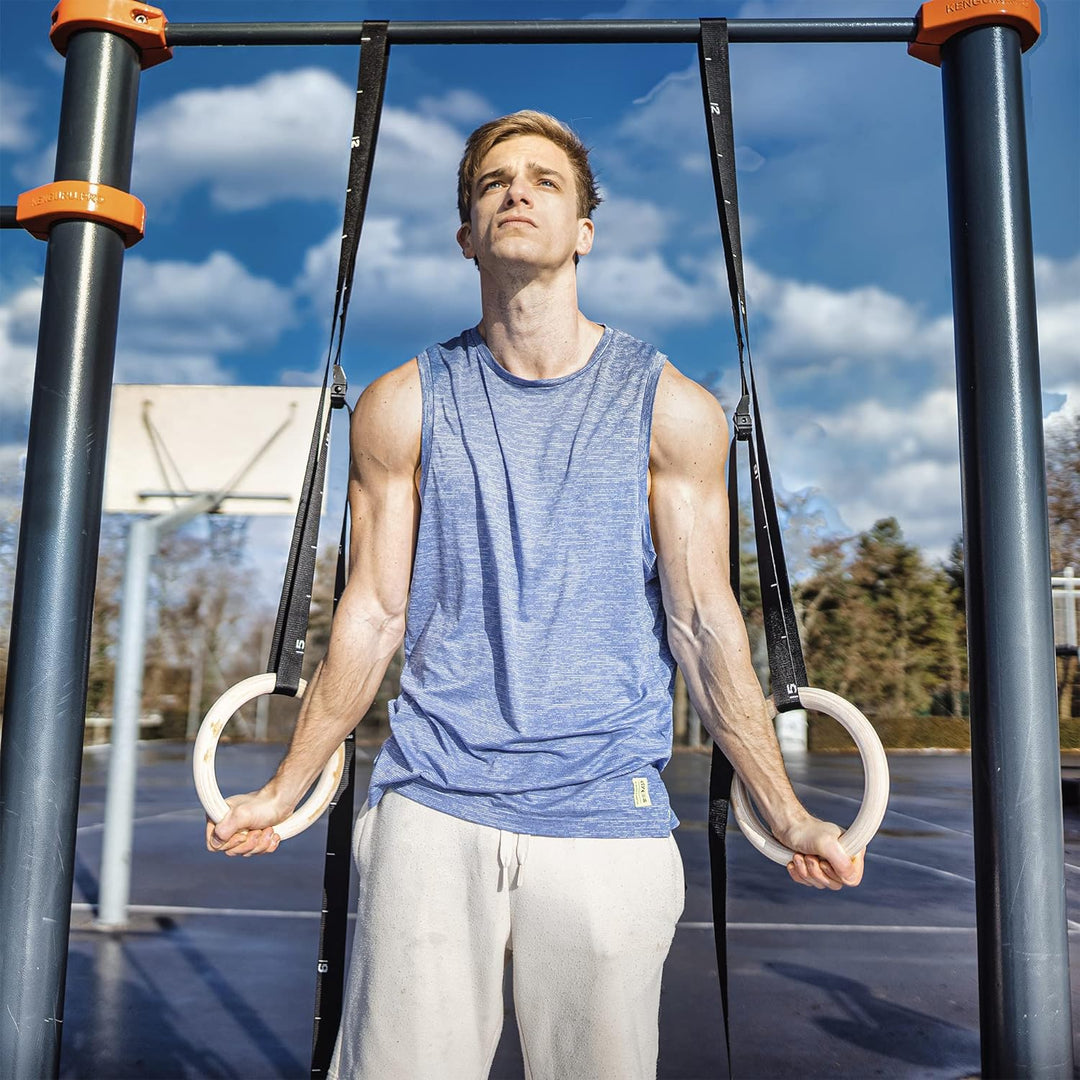 Eric Flag Turninge - Turnringe Holz für Calisthenics, Gymnastik, Crossfit - Gymnastikringe mit olymp