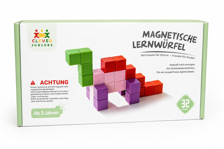 Magnetische Lernwürfel, 32 Stück Magnetbausteine, Lernspielzeug für Kinder ab 3 Jahren, Bunt